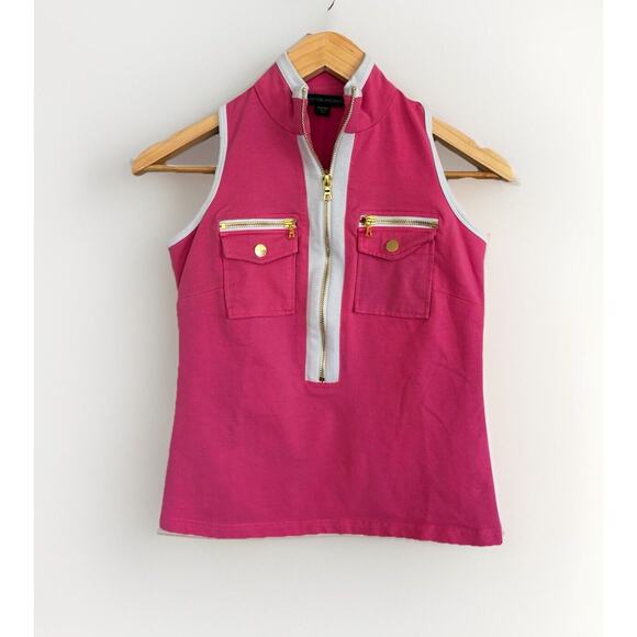 Boston Proper Pink Blouse Tank Top Size 2XS Gold Hardware Preppy Barbie - Picture 1 of 5